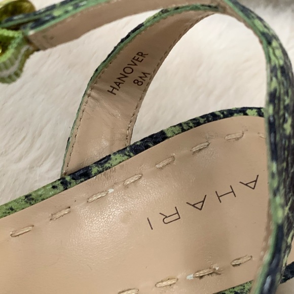 Tahari Hanover leather snakeskin print ankle strap wedges - Picture 6 of 10